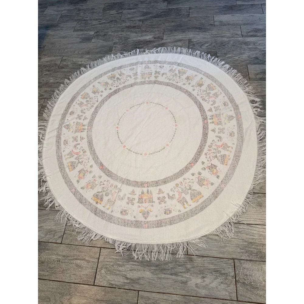 vintage Pennsylvania Dutch Round Tablecloth 54